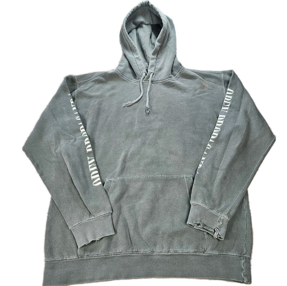 Obey Propaganda Pullover Hoodie Gray Mens Medium M Sleeve Print Distressed